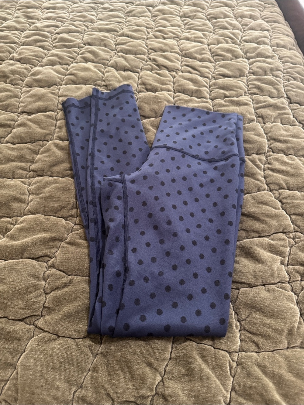 Women’s Lululemon Navy Blue Polka Dot Leggings inseam 30in size 8